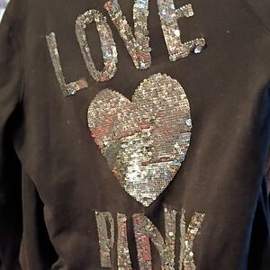 PINK Victoria's Secret Black Sequin Sweatshirt